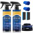 2PCS Car Coating Spray, Quick Effect Coating Agent, Coat Car Wax, Car Scratch Wax Coating Spray, Oil Film Emulsion Glass Cleaner