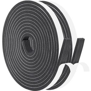 Yotache Foam Strips with Adhesive 1/2" x1/4", Neoprene Weather Stripping High Density Foam Tape for Doors and Windows Insulation, 2 Rolls x 13 Feet Long Each, Total 26 Feet Long