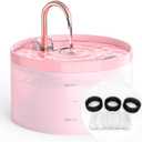 Cat Water Fountain for Cats Indoor: 67oz/2L GIOTOHUN Cat Fountain - Silent Pet Water Fountain for Drinking - Pink Cat Drinking Founttain - Faucet Pet Fountain - Contains 6 Filters + 3 Sponges