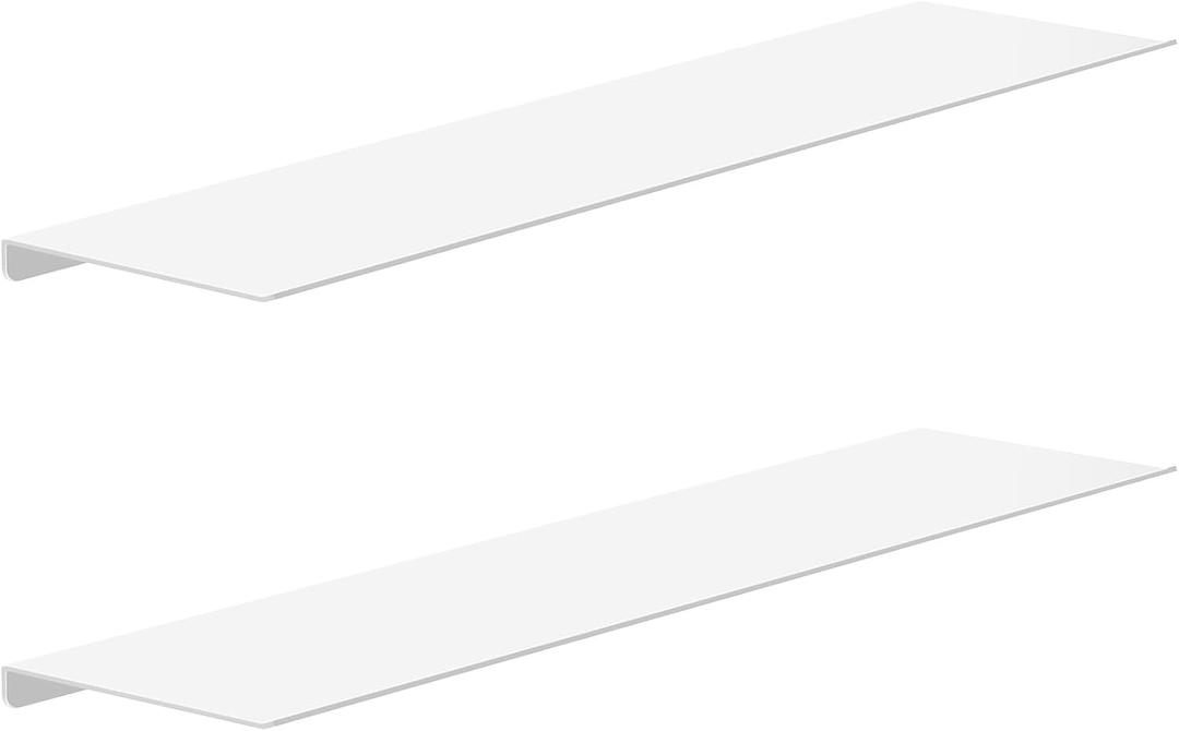 MKO 20" Floating Shelves for Wall, Long Metal Wall Mounted Shelf for Bathroom, Bedroom, Living Room, Kitchen, Display Hanging Shelves for Books/Storage/Room Decor 2 Packs, White