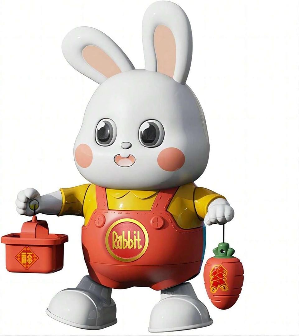 Baby Rechargable Musical Easter Bunny Toy Dancing Crawling Tummy Time Toys, Light Up Infant Toys 6-18 18-36 Months Birthday Easter Gifts for 1-3 Year Old Boy Girl Learning Baby Easter Basket Stuffers