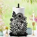 Wildflower Kitchen Countertop Paper Towel Holder Decorative Paper Towel Holder Black Metal Tissue Stand Kitchen Decor Accessories for Home Party Bathroom Countertop Dining Table