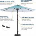 10FT Patio Umbrella, Outdoor Umbrella with Push Button Tilt and Crank, 8 Sturdy Ribs, UV Protection & Waterproof Market Umbrella for Pool, Backyard, Beach,Deck (Blue Green Stripes)