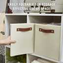 Collapsible Fabric Storage Cube Bins with 2 Reinforced PU Handles, Foldable Storage Organizer Baskets for Closet, Shelves, Living Room | 11"x11"x11", 4 Pack, Full Beige