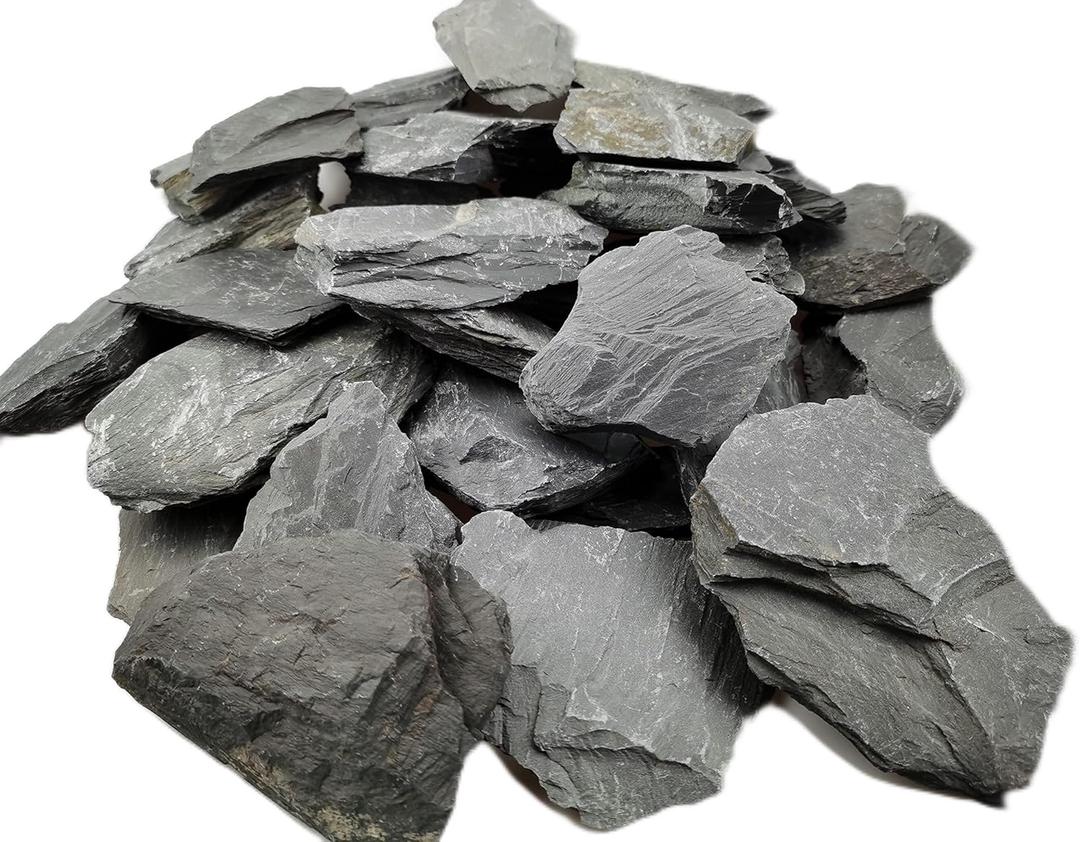 Voulosimi Natural Slate Rocks PH Neutral Stone Perfect Rocks for Aquariums, Landscaping Model,Tank Decoration,Amphibian Enclosures (7.5 LB, 1-3 inch)