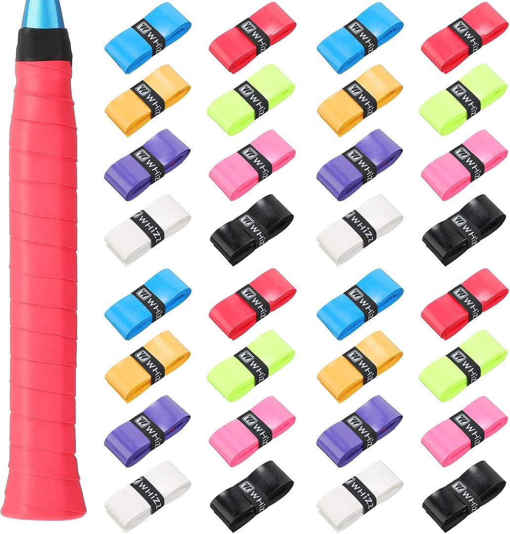 Jerify 24 Pieces Tennis Racket Grip Tape, Precut Tennis Overgrips Tape Badminton Racket Grips with Velvety Comfort for Anti Slip and Absorbent Grip (Assorted Colors)