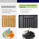 Kitsure Cutlery Drawer Organiser for Kitchen - Adjustable Cutlery Tray for Effortless Utensil Sorting, Versatile Kitchen Storage & Organisation Solution, 13.70" x 1.54" x 10.94"~20.08", Black (Large)