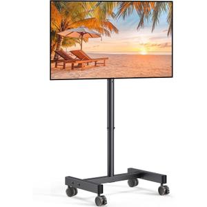 Perlegear Rolling TV Stand, Mobile TV Stand on Wheels for 13-50 inch TVs with Height Adjustment & 30 Tilt, Portable TV Cart with Wheels Holds 44lbs, Max VESA 200x200mm for Living Room, Bedroom