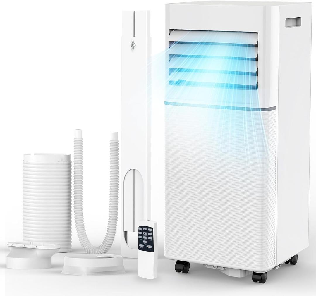 Electactic Portable Air Conditioner 10,000 BTU, 3-in-1 AC Cooler Dehumidifier Fan with LED Display, Remote Control, Quiet, Sleep Mode, 360 Casters, Window Kit for Room Office Apartment Garage