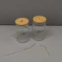 2 PCS Ribbed Cute Glass Cups,18 Oz Iced Coffee Glasses with Lids and Straws Iced Coffee Cups Glass