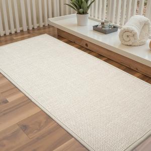 Large Bathroom Rugs Runner Non Slip Bath Mat 17" x 47", Quick Dry Bath Mat, Machine Washable Bathroom Rugs, Beige, Thin Bath Mat