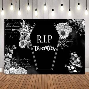 RIP Twenties Birthday Backdrop Death to My 20s Photo Background Black Funeral for My Youth Birthday Party Decoration Banner