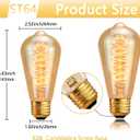 ST64 Incandescent Light Bulbs 110V 40W Edison Bulbs 6 Pack,Amber Vintage 240LM,E26 Base 2200K Dimmable Decorative Antique Wire Wound Incandescent Bulb for Chandelier Pendant Lamps