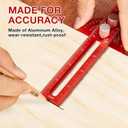 Woodworking Ruler, TOURACE 3Pcs Precision Pocket Ruler Metal Slide Rule Woodworking Tools T Square Metric/Inch Portable Rulers with Protractor Angle Finder(6/8/12 Inch)