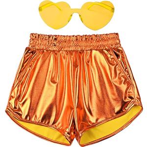 Perfashion Girls Metallic Shorts Shiny Hot Short Sparkly Party Pants & Sunglasses