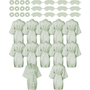 12 Pack Satin Women Robes Kimono Robe Bulk with Sleeping Mask and Hair Tie Sets Silky Bathrobes for Birthday Wedding Party (One Size, Light Green) 12 Pack Satin Women Robes Kimono Robe Bulk with Sleeping Mask and Hair Tie Sets Silky Bathrobes for Birthday Wedding Party (One Size, Light Green)