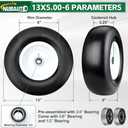 Upgraded 13x5.00-6 Flat Free Lawn Mower Tire,Riding Tire with 3/4" & 5/8" Precision Bearings,3.25"-5.25" Centered Hub,Solid Smooth Zero Turn Mower Front Tire for Residential and Commercial,White