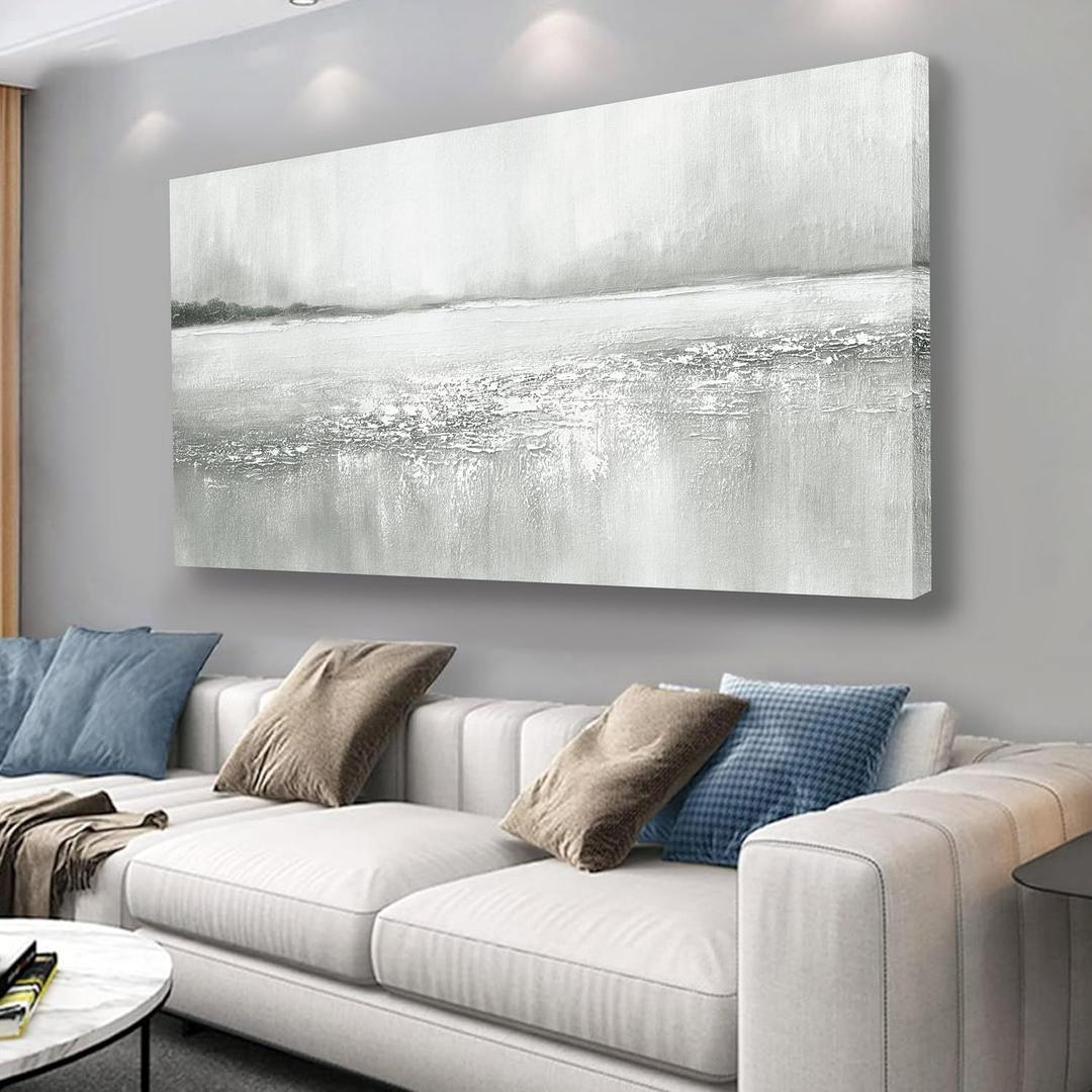 Yuaxker Abstract Wall Art Gray Wall Decor Landscape Canvas Painting Hanging Aesthetic Artwork for Living Room Bedroom Dining Room Office Home Decor 20x40 Inch