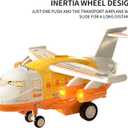 TEMI Toddler Airplane Toys for 3 Year Old, Toy Airplane for Boys Age 4-7, Large Spray Transport Airplane Toy with 12 Construction Vehicles, Toys for 3 4 5 6 7 8 Years Old (Lemon Yellow)
