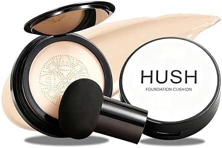Hush Foundation for Older Women, 2026 New Mushroom Head Air Cushion CC Cream, Full Coverage Foundation for Older Women, BB Cream for All Skin Types (Natural)