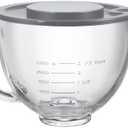 LETOMS Stand Mixers Bowl for Kitchenaid 4.5 Quart and 5 Quart, Glass Mixing Bowl with Lid and Measurement Markings