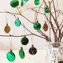 St. Patrick's Day Ornaments Set - 30 Pcs Shamrock & Top Hat Decorations with Pre-Attached Hanging Strings for Easy Setup - Green & Gold Holiday Decor (Round Shamrocks)