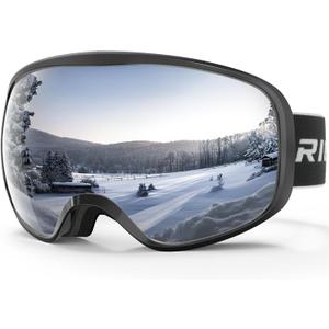 Ski Goggles Snowboard Goggles for Men Women Adults Youth,Over Glasses OTG/100% UV Protection/Anti-fog/Wide Vision (A04-black/Black(vlt 12%))