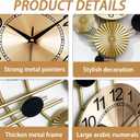 Large Wall Clocks for Living Room,Silent Non Ticking,Battery Operated Oversized Round Modern Wall Clock for Bedroom,Farmhouse,Office Wall Decor-17.8x30.7Inch(Golden)