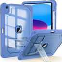 Case for iPad 11-inch (A16) 2025 / iPad 10th Gen 10.9 inch 2022, Heavy Duty Shockproof Rugged Protective with Pencil Holder, 11th / 10th Translucent Cover with Kickstand, Blue (#8 BLUE+CLEAR)