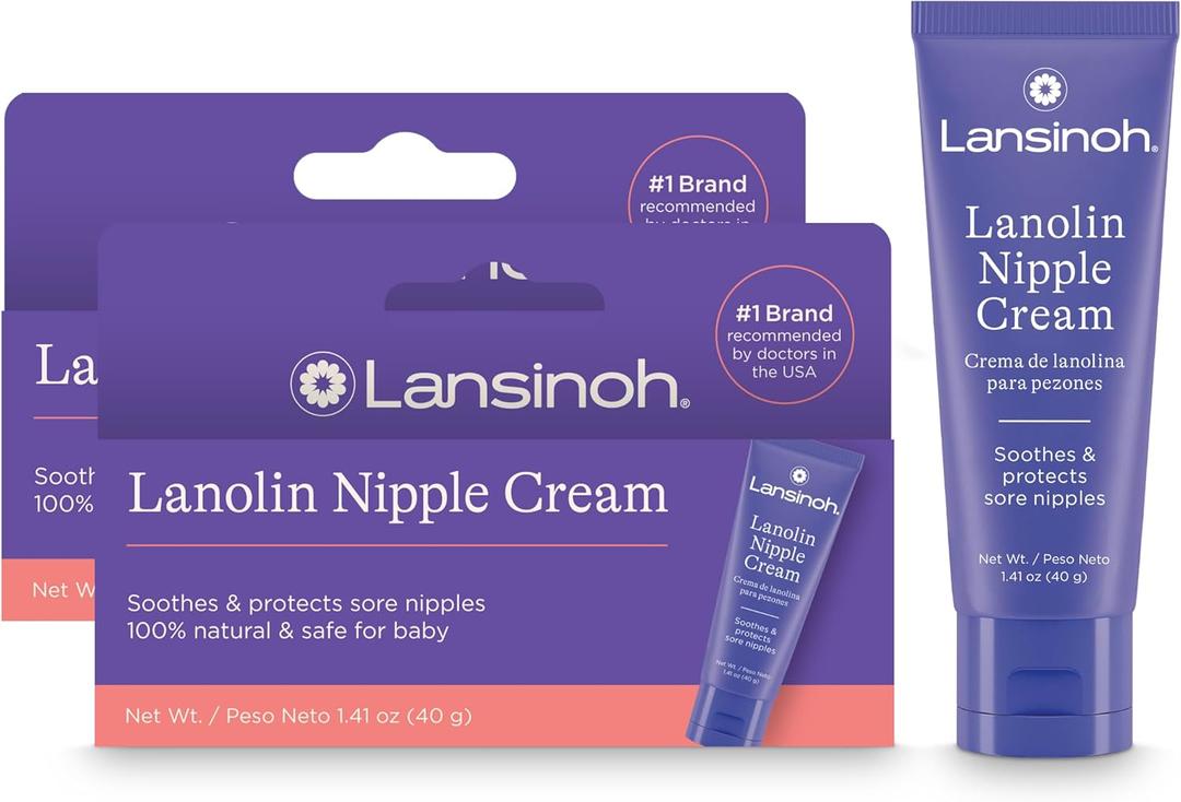 Lansinoh Lanolin Nipple Cream Safe for Breastfeeding Baby, 100% Natural Nipple Butter for Mom, Breastfeeding Essentials, 1.41 Ounces (2 Pack) (1.41 Ounce(Pack of 2))