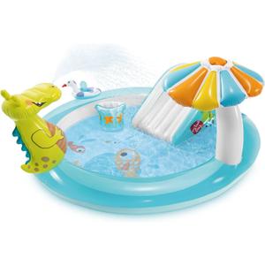 Intex Gator 6.6' x 5.6' x 4" Outdoor Inflatable Kiddie Pool Water Play Swim Center