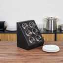 Restaurantware-Met Lux 13.78 x 11.42 x 15.94 Inch Flatware Organizer, 1 Standing Cutlery Holder - Includes 6 Stainless Steel Cylinders, Perforated Design, Black Plastic Utensil Holder, For Breakroom