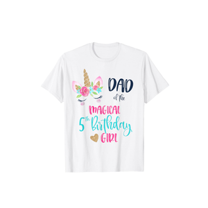 Unicorn Dad of the 5th Birthday Girl Shirt Matching Papa L