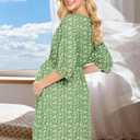 Nursing Dresses Breastfeeding Dress for Women - V Neck Maternity Nursing Dress Flowy Boho Floral Vacation Dress (Green, S)