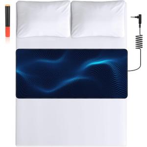 Grounding Mat for Bed,Grounding Pad for Sleeping, Improved Sleep, with grounding Test Pen and grounding Cord (Black, (76 * 27inch))