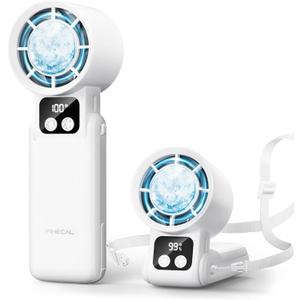 3 in 1 Portable Handheld Fan, 12000RPM Mini Turbo Fan with Cooling Compress & 5200mAh Rechargeable Battery, 5 Speed Adjustable Personal Cooler for Travel/Camping/Outdoor Activities-White