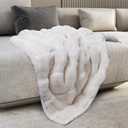Mon Chateau Premium Reversible Luxury Faux Fur Throw for Couch, Sofa, or Bed - Plush Cozy Soft Blanket for Sleeping or Home Dcor, 60" x 70" (Ivory)