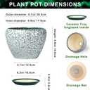 Ceramic Flower Pots, 8 Inch Pots for Plants Indoor, Crackle Green | Round Plant Pot Indoor with Drainage Hole and Saucer, Modern Decorative Planter, Bedroom Decor, Gardening Gifts