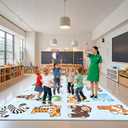 Kids Rugs for Playroom - 6x9 Feet ABC Alphabet Rug for Classroom Preschool Educational Learning Animals, Kids Room Rugs Decor, Blue