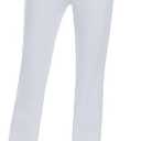 Women's Stretchy Straight Leg Dress Work Pants Business Office Casual Slacks with Pockets, White, Size:12"x26", 14