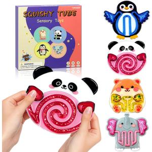 Sensory Toys for Kids, 4 Pack Sensory Fidget Toys for Stress Relief & Calm Down, Animal-Shaped Squeeze Toys for Kids with Autism, Sensory Squishy Toys with Colorful Goo, Prizes for Classroom