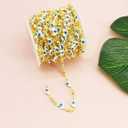 PAMIR TONG Handmade Turkish Evil Eye Beaded Link Chain with Golden Plated Brass Findings for Bracelet Necklace Glass Mask Decoration Shoes Clothes Jewelry Making (CC49)