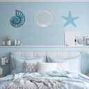 Pelopy 3 Pcs Coastal Metal Outdoor Wall Art Seashells Conches Starfish Wall Decor Ocean Nautical Theme Sign for Summer Beach Pool Yard Garden Lake House Home Bathroom Bedroom Decoration
