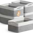 5 Pack Decorative Small Storage Baskets for Shelves, Cotton Rope Woven Basket for Organizing Bathroom, Nursery, Closet, Cabinet, Toys & Socks, Gift Baskets Empty, 11.8"x7.9"x4.7", Gray/White