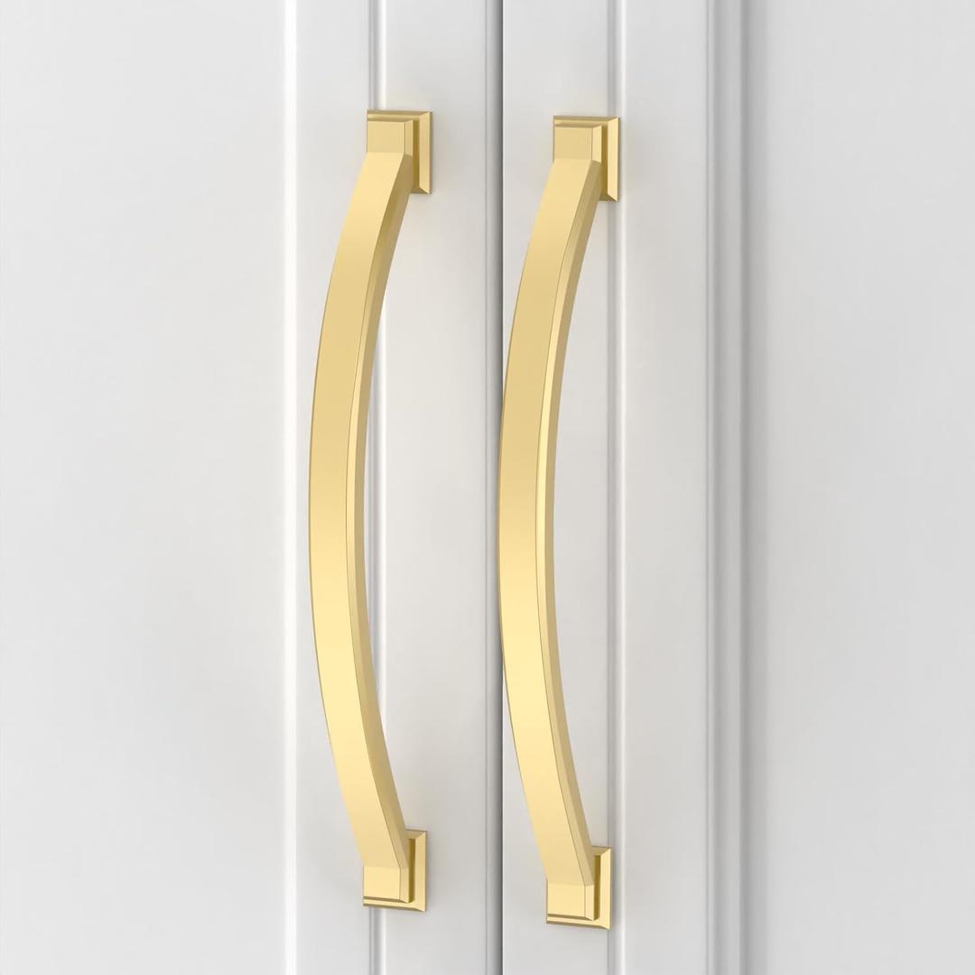 Asidrama 10 Pack 6.3 Inch(160mm) Brushed Gold Cabinet pulls Kitchen Cabinet Handles, Cabinet Pulls Kitchen Cabinet Hardware for Cupboard Drawer Pulls