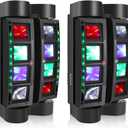 U`King Spider Moving Head Light 8x10W RGBW LEDs Beam DJ Lights and 2 Pixel Light & Laser Lights, Sound Activated/DMX-512 Control Party Disco Wedding Live Stage Lighting, 3 in 1 New Version