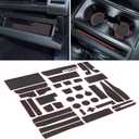 SENSHINE for Ford F150 Accessories 2021 2022 2023 2024 2025 Non-Slip Cup Holder Insert Center Console Shifter Liner Trim Door Packet Mats Custom Interior 40-pc Set (Bucket SuperCrew)(Red Trim)