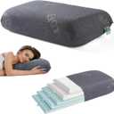 Lofe Adjustable Memory Foam Pillow - Combined Thin Pillow to Adjust Softness/Support, 10 Heights of Adjustable Piliow for Neck Pain Relief, CertiPUR-US Memory Foam Plilow for Stomach/Side/Back Sleeper (23.6 x 14.2x 3.5 inches)