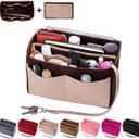 ZTUJO Purse Organizer Insert, Felt Bag Organizer with Metal Zipper, Handbag & Tote Shaper, For Speedy Neverfull Tote, 7 Sizes (Large, Coffee and Beige)