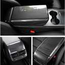 StarYtbl 2PCS Center Console Armrest Cover & Rear Air Condition Vent Cover for Tasla 2021-2023 Model 3 and 2020-2024 Model Y, Tasla Arm Rest Cover and Rear AC Vent Cover (Bright Carbon Fiber Pattern)
